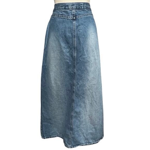 GAP Vintage Y2K Long Rivet Jean Skirt 10 Blue Light Wash Denim Boho Western - Picture 4 of 13